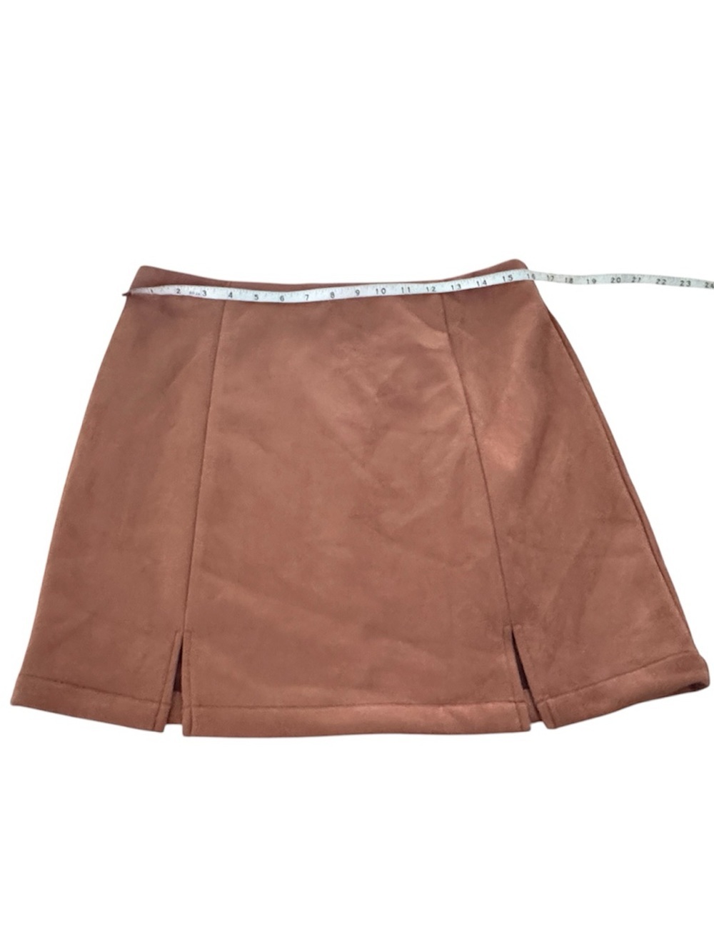 HYFVE NWT Faux Suede Mini Skirt Brown Front Slits Size Large